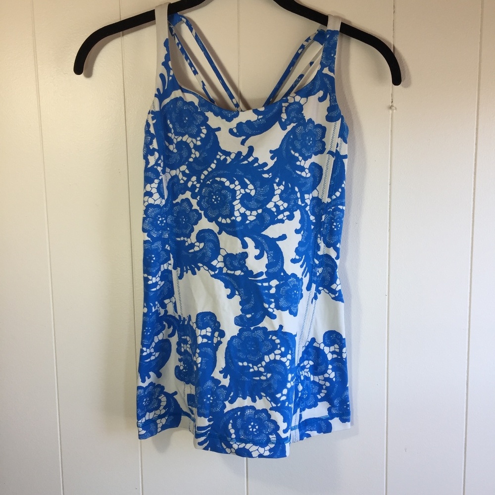 Lululemon Floral Cross Back Athletic Tank Top - Picture 1 of 5